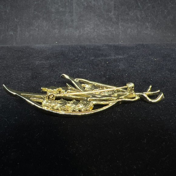 Gold Tone, Pink Aurora Borealis & MOP Bouquet Brooch (4091) - Picture 6 of 6